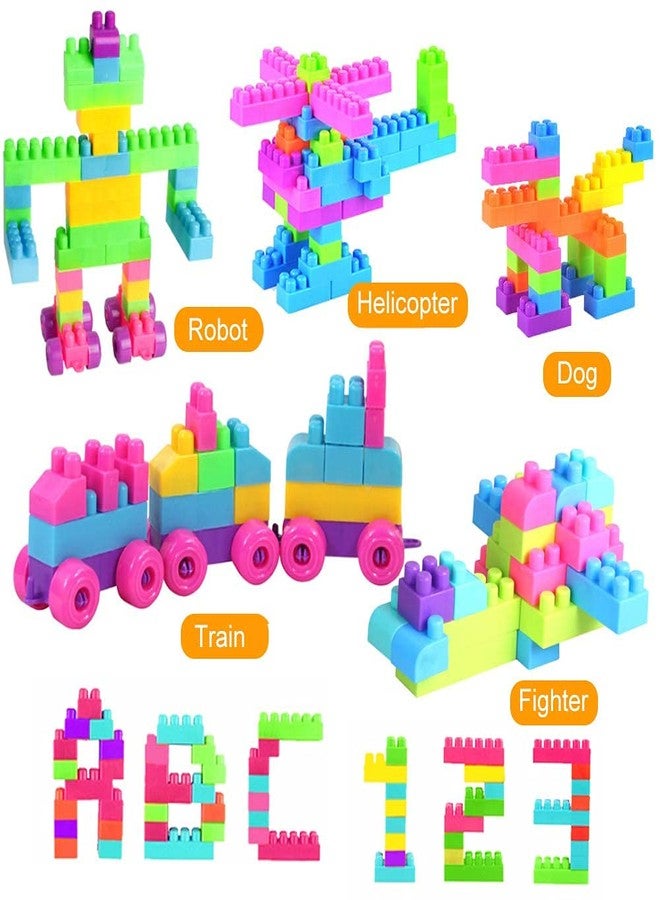Brezzycloud 100pcs Smart Activity Fun and Learning Train Blocks for Kids, Multi Color Building Bricks and Blocks for Kids, Building Blocks for Kids Best Gift Toy (100 Pcs Smart Learning Blocks) - Image 5